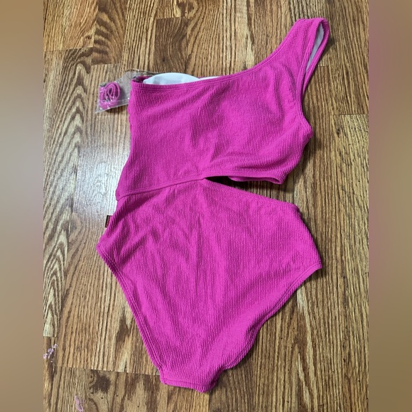 NWOT Michael Kors One-Shoulder Side-Cutout Swimsuit Size 8 - Picture 4 of 5